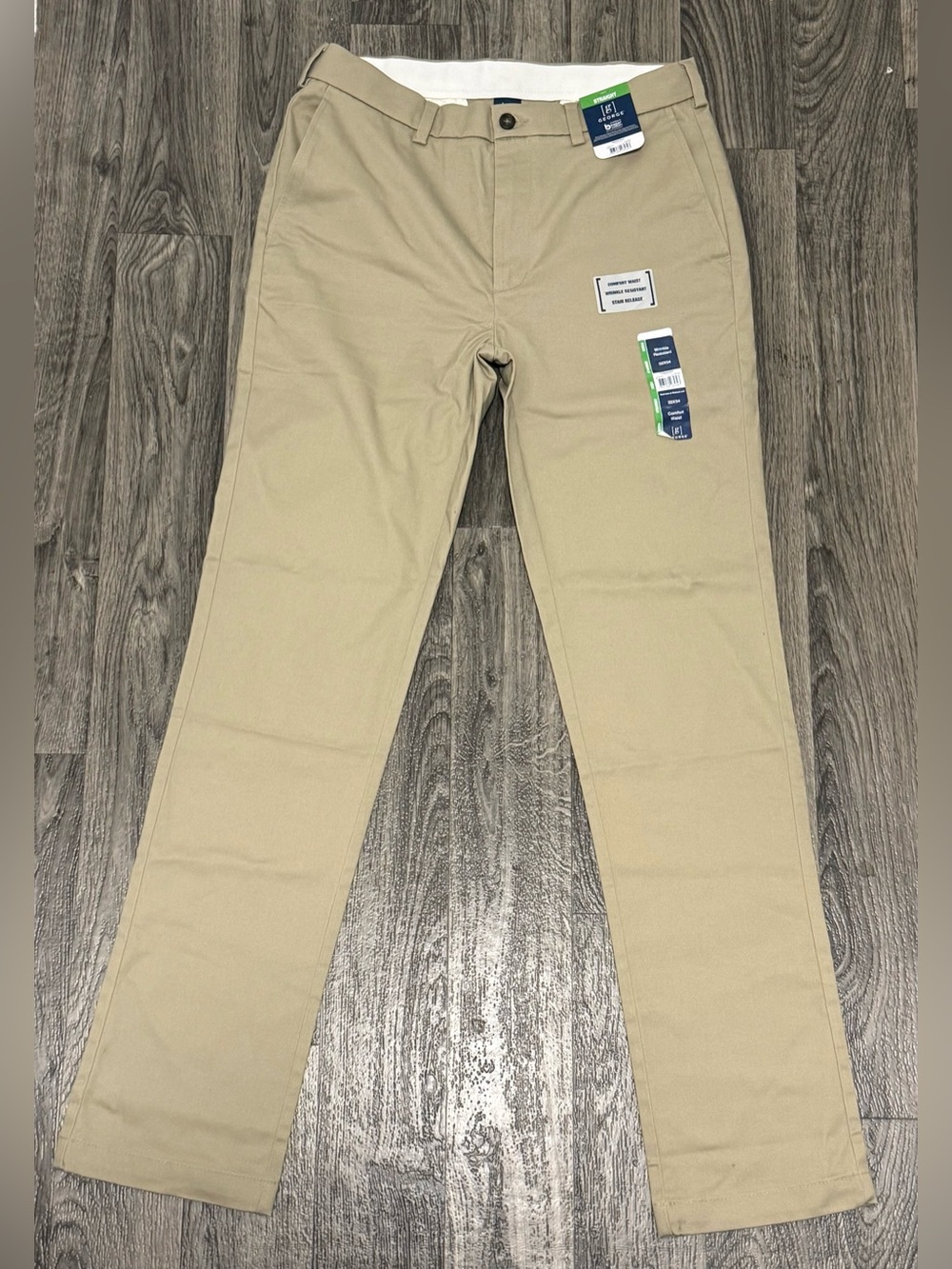 George Men’s 32x34 Straight Leg Premium Khaki Pants Wrinkle Resistant NWT